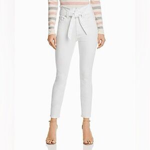 7 For All Mankind Paperbag High Waist White Jeans, NWT